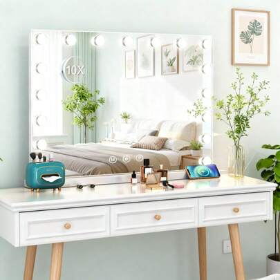 LED Makeup Mirror Vanity Mirror with Dimmable Light,USB Charging