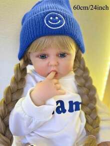 60cm 24inch Soft Vinyl Reborn Cloth Body Doll Lifelike Princess Newborn Baby Toddler Girl Lovely Birthday Gift Dress Up Toy - Muñeca terminada - Ver 2