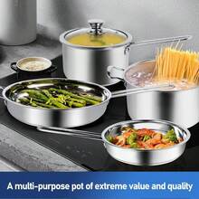 10-Piece Pots And Pans Set Stainless Steel Cookware Set- Includes Ergonomic Handle Saucepans Skillets Dutch Oven Stockpot Steamer And More - Premium Pots And Pans For Home Chefs - Bạc - Xem 6