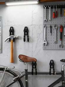 Heavy Duty Wall Mount Hooks And Multi-Purpose Storage Rack For Garage Organization And Home Storage, Suitable For Brooms, Mops, Tools, Gardening Tools, And Bicycles, Space-Saving Wall Mounted Storage Accessories To Maximize Living Space, Durable Metal Construction With Strong Load Capacity, Easy Access, Organization Solutions For Entryways, Laundry Rooms, Workshops, And Utility Rooms