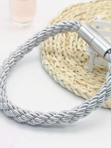 Prendedores de cortina magnéticos de corda grossa com fivela magnética, instalação sem furos, prendedores de cortina minimalistas de corda de linho com fivela magnética, ideais para decoração de sala de estar.