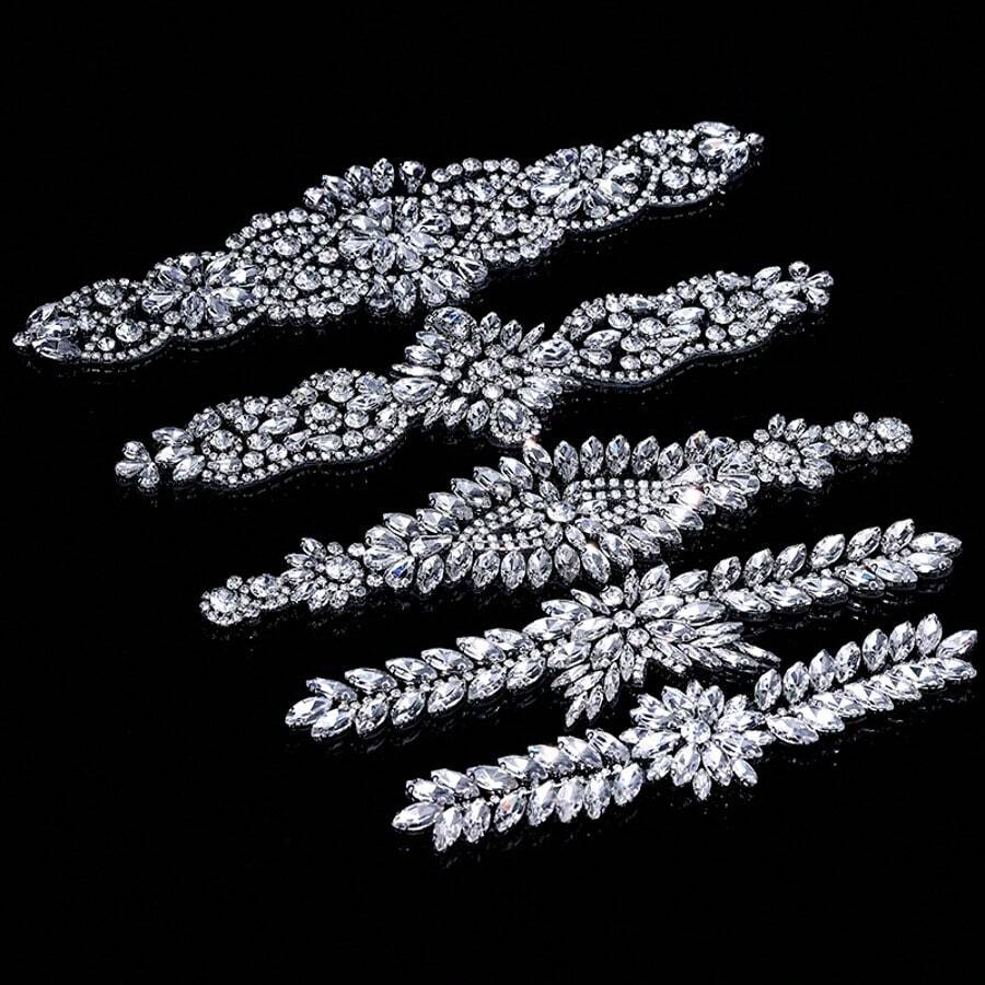 1Pc Iron-On Glass Rhinestone Applique Hotfix Shiny Crystal Decorative Patch Suitable For Clothing Dresses Shoes Bags Home Crafts Decorative Crystal Accessories, Christmas New Year Holiday Party Dress Art Decoration Applique - Multicolor - View 1