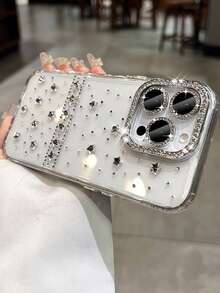 Ốp lưng điện thoại bằng silicon mềm trong suốt dễ thương đính nơ ngọc trai 3D sang trọng tương thích với iPhone 17 Pro Max Air 16 15 14 13 12 11 Pro Max MiNi XR X XS Max 7 8 Plus - Ngôi sao kim cương - Xem 6
