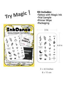 1 Kit "Bee, Moon, Finger" Revolutionary Technology Tattoos, Semi-Permanent Tattoos, , Tiny, Temporary Tattoos, Fake Tattoos, Water-Resistant, Authentic Tattoo Look, InkDance Ink Dance, Plant-Based, X048 - Black - View 3