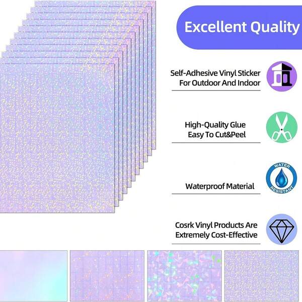 20pcs Holographic Lamination Film, Matte Finish, Suitable For Photos, Negatives, Sparkles, Fireworks, Self-Adhesive, For Photography Studio Use