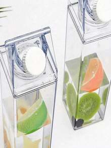 1个透明方形水瓶，透明牛奶盒造型水瓶，多功能便携大容量方形牛奶杯，透明分配瓶，可重复使用，适用于牛奶、咖啡、果汁饮料，防漏可爱方形便携果汁瓶，适合户外运动、旅行、露营、学校活动、家庭厨房电器配件、小工具 - 彩色 - 查看 10