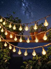 1pc 20/50/100/200 Solar Powered Crystal Ball LED Light, Suitable For Garden, Outdoor Solar Lights With 8 Lighting Modes, Hotel/Restaurant/Event Yard Decor