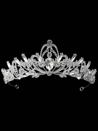 1 Stück neue Braut Kopfschmuck Krone, luxuriöser europäischer & amerikanischer Hochzeits-Haarschmuck, Strass-Haarband, Prinzessin Geburtstag Legierung Tiara
