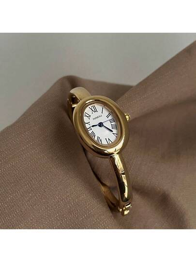 1PC Small Vintage Luxe Bracelet Watch, Minimalist Elegante Waterproof Stainless Steel Quartz Watches, Wear, Birthday view 2