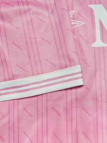 Customized Men's Football Jersey, Naples Style, Crew Neck, Comfortable Sports, Suitable For Football Training, Casual Wear, And Gift Pink Summer ,For Family, Father's Day Gift - Pink - View 8
