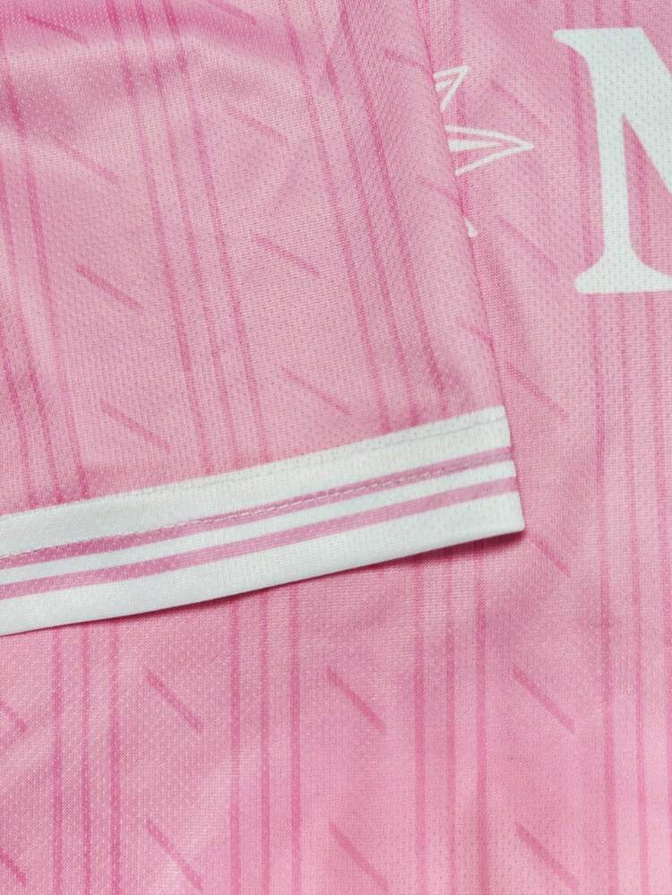 Customized Men's Football Jersey, Naples Style, Crew Neck, Comfortable Sports Sweatshirt, Suitable For Football Training, Casual Wear, And Gift - Pink - View 7