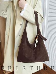 1 pieza Bolso de hombro de gran capacidad de mujer FEISTURE de piel de PU, con cierre magnético y colgante, adecuado para salidas diarias, citas y viajes