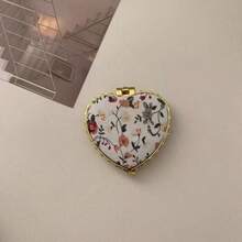 1pc/2pcs Portable Heart-Shaped Folding Makeup Mirror With Cute Fabric Case & Printed Pattern - Double-Sided Cosmetic Mirror, Ideal Gift For Women, Girls, Mothers, Friends & Wives, Compact Mirror, Vanity Mirror For Home, Travel