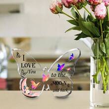 1 Acrylic Butterfly Desktop Ornament, Perfect For New Year And Valentine's Day, Conveying Romantic Floral Messages Of Affection, Valentine's Day Gift, Valentine's Day Decoration - White - View 1