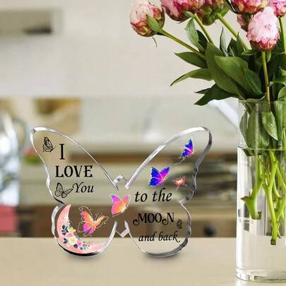1 Acrylic Butterfly Desktop Ornament, Perfect For New Year And Valentine's Day, Conveying Romantic Floral Messages Of Affection, Valentine's Day Gift, Valentine's Day Decoration