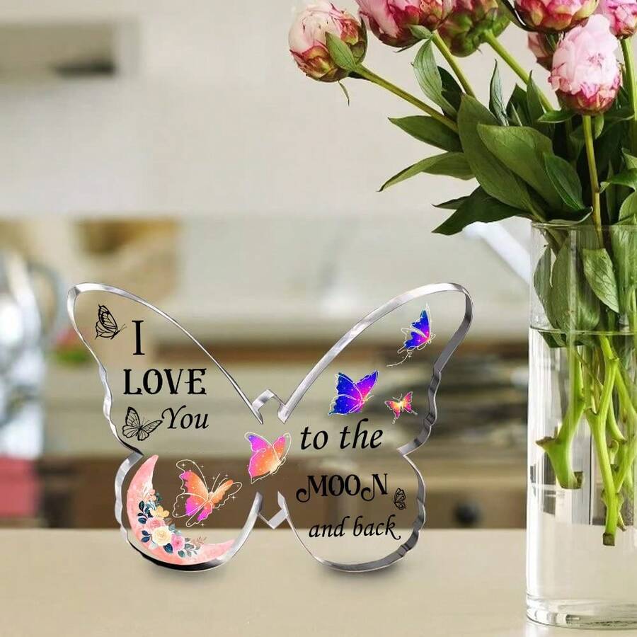 1 Acrylic Butterfly Desktop Ornament, Perfect For New Year And Valentine's Day, Conveying Romantic Floral Messages Of Affection, Valentine's Day Gift, Valentine's Day Decoration - White - View 1