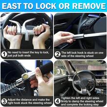 3件装可调节防盗汽车方向盘锁，带逃生锤和破窗器，通用型