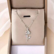 1 Piece Women's Fashion Pendant Necklace Fashionable Simple Three-Dimensional Flower Necklace For Daily Wear - Groin - View 2