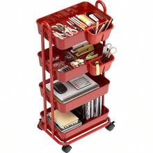 Kitchen Spice TrolleySimple Houseware Carro multifuncional de 4 niveles con cubos colgantes rojoKitchen Spice Trolley - rojo - Ver 2