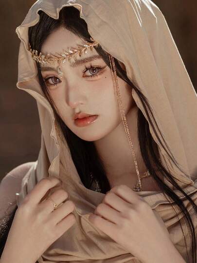 1pc Crystal Teardrop Headchain, Fashionable Boho French Elegant Headpiece, Suitable For Wedding, Party, Holiday, Daily Wear