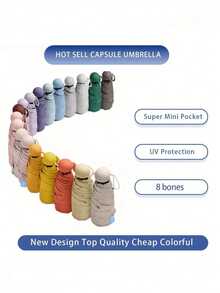 1pc Lightweight & Compact 6-Rib Umbrella, Designed For Women, Provides Rain And Sun Protection, Highly Portable - Multicolor - View 5