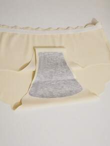 5 piezas Bragas básicas diarias de talle medio, cómodas y suaves, de seda de hielo, de unicolor y de moda, para mujer, talla grande - Multicolor - Ver 6