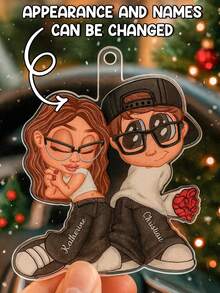 Catygift Acessórios automotivos personalizados Y2K, pingente de carro personalizado em estilo cartoon para casais, presente de aniversário exclusivo, presente para namorado/namorada, presente de casamento, nome e design personalizáveis. - Como mostrado - Ver 10