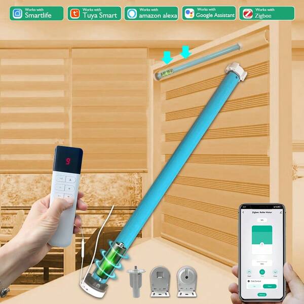 Battery Curtain Smart Curtain Motor Roller Blind Automatic Wireless Tubular Curtains For 37 38 Mm Tube Work Alexa Home Yandex Alice