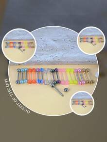 40pcs Piercing Jewelry Set, 316 Surgical Steel Titanium Hypoallergenic Tongue Rings, Sparkling Rhinestone Tongue & Nipple Rings, Suitable For Men & Women, Daily & Holiday Wear, Gift