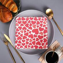 20/40Pcs Valentine's Day Red Heart Printed Napkins – Romantic Disposable Paper Napkins For Wedding, Dinner Party, Valentine's Celebration, Dessert Table Decor, Elegant Tableware For Romantic Occasions Valentine's Day Red Heart Napkins
