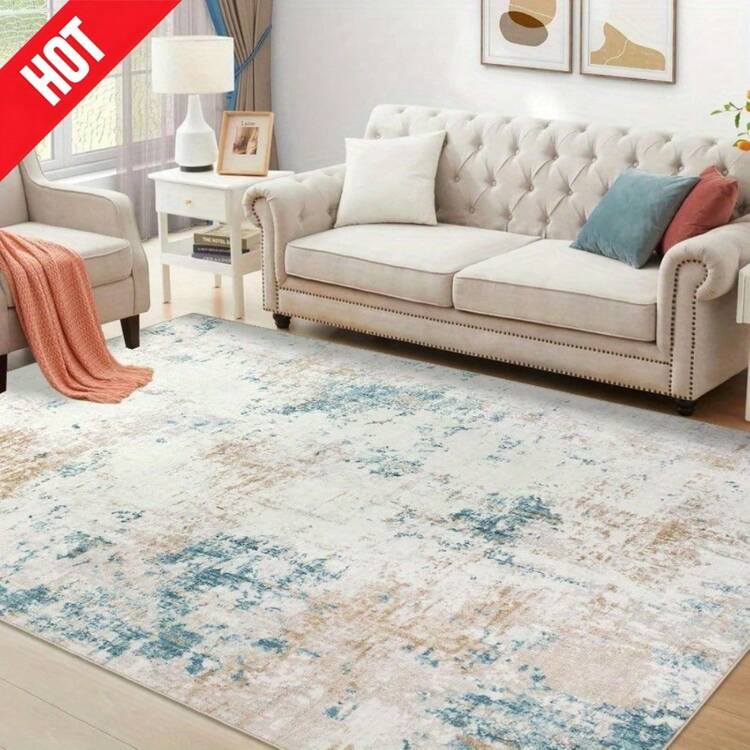 1枚 洗濯可能 ラグ 200x290cm 大きな抽象デザイン。滑り止め。リビング