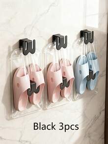 3/2/1 件套浴室拖鞋壁挂架，无需钻孔，带橡胶条，可粘贴在墙上，适用于卧室、衣柜、淋浴房、浴室、马桶地漏等场所，可放置拖鞋、运动鞋、休闲鞋、帆布鞋等，使用方便。 - 彩色 - 查看 14
