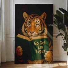 1件“加油，老虎！”墙面艺术画——励志老虎帆布画，动物海报，励志语录装饰画，数字下载及打印海报帆布画墙面艺术房间家居装饰（无框） - 彩色 - 查看 2