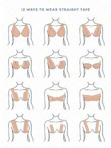 1卷胸部提拉胶带 - 隐形丰胸胶带，透气弹性面料，自粘式胸贴，适合A-G罩杯，可支撑露背和无肩带连衣裙，可重复使用 - 彩色 - 查看 10