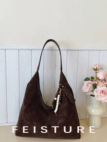 1 pieza Bolso de hombro de gran capacidad de mujer FEISTURE de piel de PU, con cierre magnético y colgante, adecuado para salidas diarias, citas y viajes