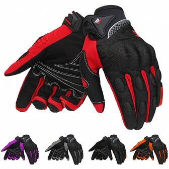 1 件摩托车手套透气户外运动手套越野摩托车骑行防摔手套摩托车骑行手套触屏骑行机车四季手套自行车摩托车配件