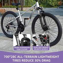Aluminum Frame MTB For Adults Women Men 26 Inch Mountain Bike 21-Speed Bicycle Double Disc Brake Outdoor Cycling - Grey - View 6