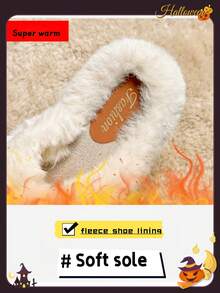 2 piezas Pantuflas suaves y esponjosas para mujer, pantuflas cómodas con diseño cruzado para usar dentro y fuera de casa, adecuadas para Halloween, invierno - Blanco - Ver 3