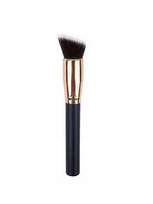 1pc Professional Angled/Flat Blush Brush - Ergonomic Black Wooden Handle, Soft Nylon Bristles For Precise Contouring, Makeup Tool Suitable For Beginners,Foundation Brush,Concealer Brush,Blush Brush,Contour Brush,Blush Brush,Bronzer Brush,Powder Brush,Foundation Brush,Blush Brush