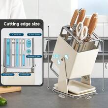 Universal Knife Block Holder Without Knives,Knife Storage With Slots For Scissors And Sharpening Rod, Knife Holder Storage For Countertop, Stainless Kitchen Knife Holder For Easy Clean - Multicolor - View 5