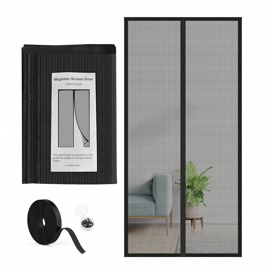 Magnetic Screen Door Mesh: High Density Net-Within-Network Screen Doors Size 34inchx81inch Fit Door 32x80 Inch, With Windproof Hasp & Powerful Magic Force, Efficiently Dustproof & Keep Bugs Out{Inchsize_nameinch:InchFitDoorSize32x80Inchinch} - Kích thước cửa vừa vặn 32x80 inch - Xem 1