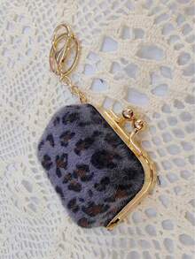 复古毛绒豹纹挂饰迷你包首饰收纳盒零钱包钥匙扣配件金色钥匙扣包饰钱包挂件钥匙圈 - 彩色 - 查看 16