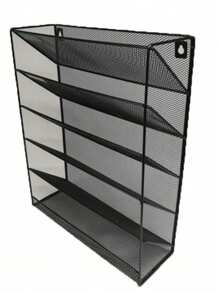 掛式金屬文件架收納架五層報紙雜誌壁掛架辦公用品書立架資料架 - 黑色 - 查看 8