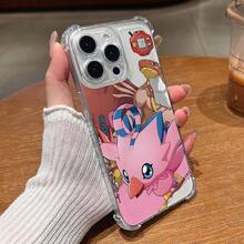 Funda de Teléfono Translúcida Anticaída con Dibujos Animados de Anime Japonés de la Infancia  Pájaro Rojo Pequeño Adecuada para 17 16 16e 15 14 13 12 11 Pro X XR XSMAX 8 e Plus Funda Suave Transparente Anticaída en las Cuatro Esquinas Cubierta Trasera Ultrafina17 17promax - transparente - Ver 1