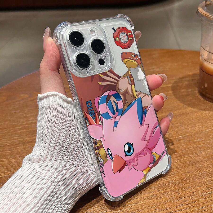 Funda de Teléfono Translúcida Anticaída con Dibujos Animados de Anime Japonés de la Infancia Pájaro Rojo Pequeño Adecuada para 17 16 16e 15 14 13 12 11 Pro X XR XSMAX 8 e Plus Funda Suave Transparente Anticaída en las Cuatro Esquinas Cubierta Trasera Ultrafina17 17promax - transparente - Ver 1