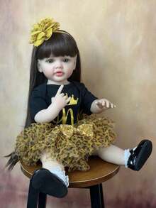 55cm Soft Vinyl Full Body Reborn Girl Baby Can Stand Doll , 22inch Lifelike Princess Toddler Newborn Art Bebe Birthday Christmas Gifts For Child - Negro - Ver 4