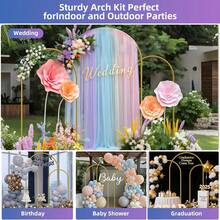 TAIMASI 3 Set Metal Arch Backdrop Stand, Golden Wedding Arch Stand Set Of 3(7.2Ft+6.6Ft +6Ft), Stable Wedding Arch Frame For Wedding Birthday Party Shower Ceremony Graduation Decoration Christmas | Durable Metal Stand, Wedding Decorations Supplies, Anniversary - Gold - View 4