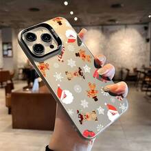 Funda de Teléfono Plateada Estética de Reno de Navidad y Hombre de Jengibre, Cubierta Protectora a Prueba de Golpes para Apple 16 11 15 14 13 12 Pro Plus, Regalo de Navidad Lindo para Mujeres, Hombres, Adolescentes y Chicas - Colores mixtos - Ver 9
