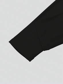 ملابس علوية أساسية ذات كم طويل وياقة عالية، بخط رفيع، سميكة وذات بطانة حرارية، لون أسود، لموسم الخريف والشتاء، قطعة واحدة - الأسود - مشاهدة 5