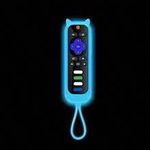 Glow In The Dark Cat Ear Shape Silicone Remote Control Cover With Lanyard Universal Fit For TCL Hisense TV Roku Samsung Sony LG Electronics Accessories Cute Home Decor Gift - 發光紫色 - 查看 6